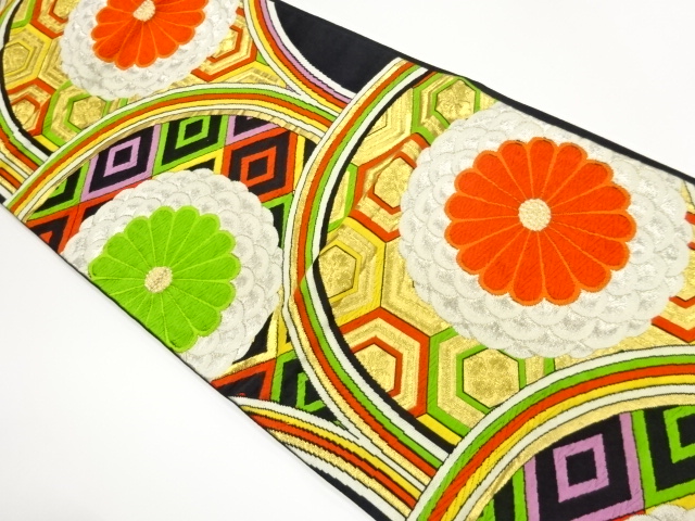 JAPANESE FUKURO OBI / WOVEN ABSTRACT SEIGAIHA